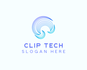 Abstract Tech Waves logo design