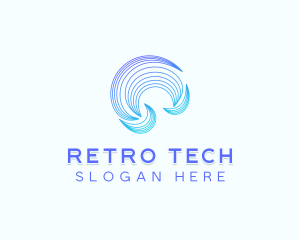 Abstract Tech Waves logo design