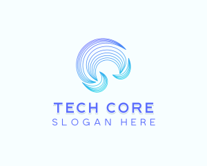 Abstract Tech Waves logo design