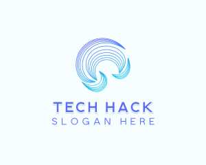 Abstract Tech Waves logo design