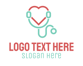 Telehealth - Heart Stethoscope Monoline logo design