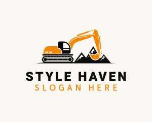 Mountain Backhoe Machine Logo