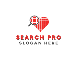 Magnify Heart Love logo design