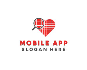 Dating App - Magnify Heart Love logo design