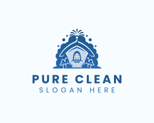 Sanitation House Cleaning Bubbles logo design