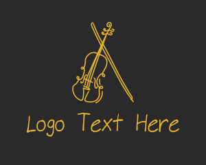Music School - Golden Violin Cello logo design