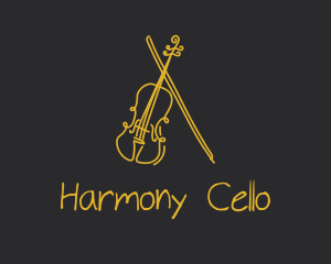 Cello - Golden Violin Cello logo design