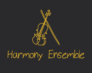 Orchestra - Golden Violin Cello logo design