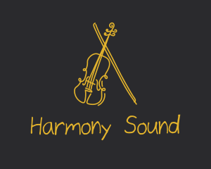 Orchestra - Golden Violin Cello logo design