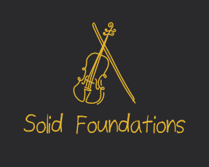 Drumline - Golden Violin Cello logo design