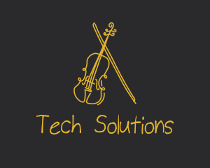 Music Class - Golden Violin Cello logo design
