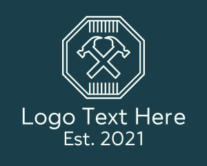 Emblem - Hammer Hexagon Emblem logo design
