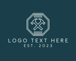 Contractor - Hammer Builder Octagon logo design
