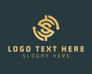 Blockchain - Gold Cryptocurrency Letter S logo design