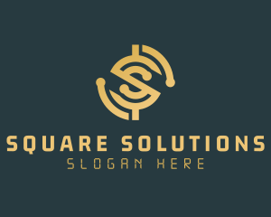 Gold Cryptocurrency Letter S logo design