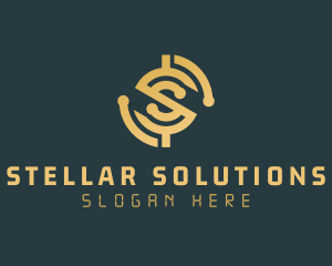 Gold Cryptocurrency Letter S logo design