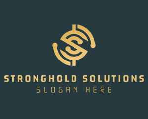 Gold Cryptocurrency Letter S logo design