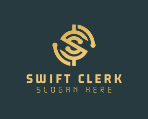 Gold Cryptocurrency Letter S logo design