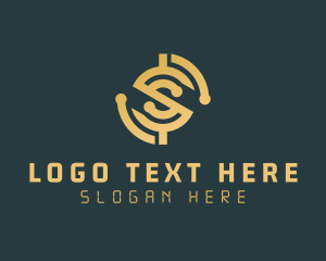 App - Gold Cryptocurrency Letter S logo design