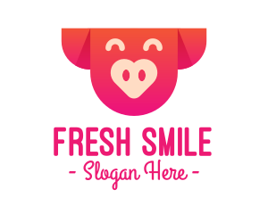 Happy Pig Love Heart logo design