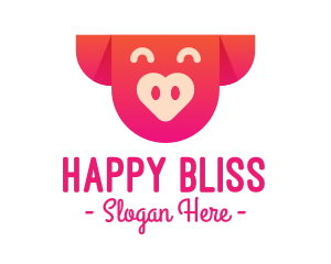 Happy Pig Love Heart logo design