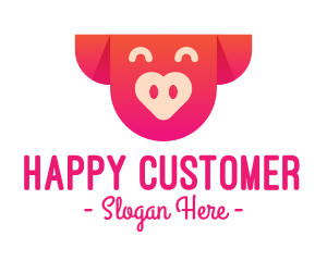 Happy Pig Love Heart logo design