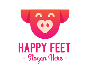 Happy Pig Love Heart logo design