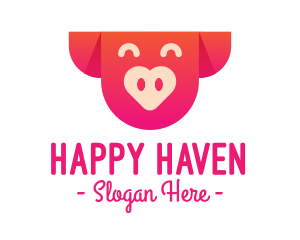 Happy Pig Love Heart logo design