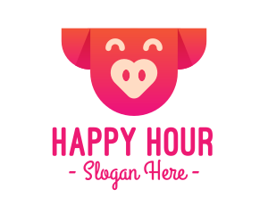 Happy Pig Love Heart logo design