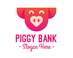 Happy Pig Love Heart logo design