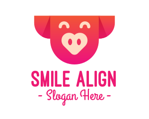 Happy Pig Love Heart logo design