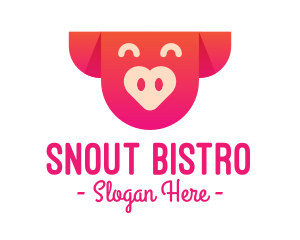 Snout - Happy Pig Love Heart logo design