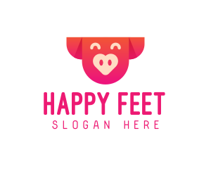 Happy Pig Love Heart logo design