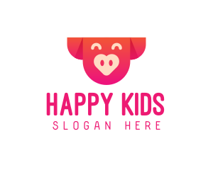 Happy Pig Love Heart logo design