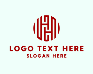 Negative Space - Maze Pattern Letter H logo design