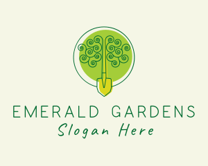 Garden Shovel Tree  logo design