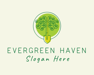 Garden Shovel Tree  logo design