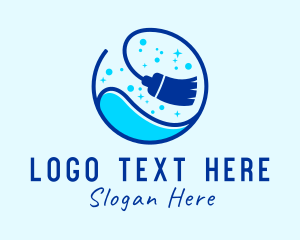 Blue - Cleaning Mop Sanitation logo design