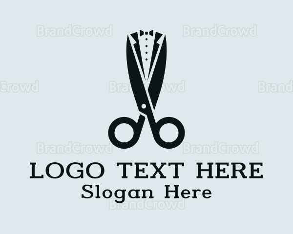 Tuxedo Suit Scissors Tailor Logo