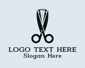 Style - Tuxedo Suit Scissors Tailor logo design