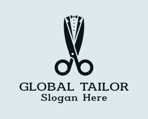 Tuxedo Suit Scissors Tailor logo design