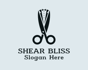 Tuxedo Suit Scissors Tailor logo design