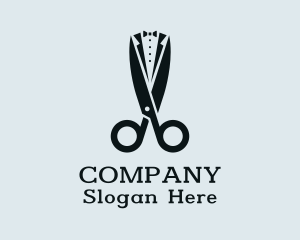 Barber - Tuxedo Suit Scissors Tailor logo design