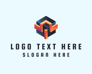 Gaming App - 3D Futuristic Technology Cube logo design