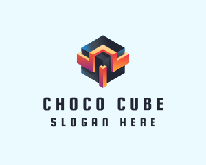 3D Futuristic Technology Cube logo design