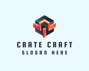 Crate - 3D Futuristic Technology Cube logo design
