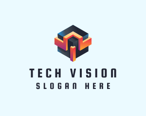 Futuristic - 3D Futuristic Technology Cube logo design