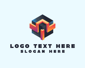 3D Futuristic Technology Cube logo design