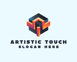 3D Futuristic Technology Cube logo design