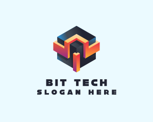 3D Futuristic Technology Cube logo design